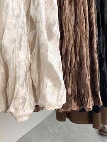 Women's Velvet Ruched Skirt - Fashionable, Versatile, Elegant & Flattering - Màu mơ nhạt - Xem 7