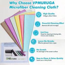 5 paños de limpieza mágicos - Sin rayas ni pelusas, toallas de microfibra reutilizables para vidrio, cocina, ventanas de automóviles, espejos y pantallas - Eliminación eficaz de manchas, huellas dactilares y limpieza de polvo