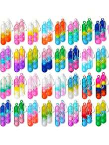 12/24/36/48 Stück zufällige Farbe Pop Schlüsselanhänger Fidget Toys Pack Party Tüte Füllungen, Poppet Schlüsselanhänger Weihnachtsabend Box Strumpfhalter Füllungen Spielpreise Valentinstag Geburtstags Party Geschenke Sensorik
