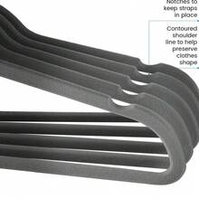 50-Pack Velvet Hangers With Shoulder Slots And A Slim, Space-Saving Design. Standard Hangers For Shirts, Pants, Dresses, Skirts, Suits, And Jackets. Durable Design. - 灰色 - 查看 10