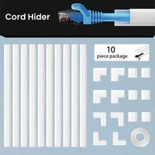 147in Cord Cover Wire Covers For Cords On Wall, Small Cord Cable Hider For 1 Wire, Ease Installation Cords Hider For Wall Mount TV, Paintable Cable Cover Raceway, L15.7 W0.59 H0.4in, White