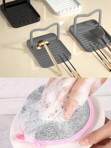 1 件盖架，适用于锅盖和厨房勺架，保持台面干燥并防止水滴