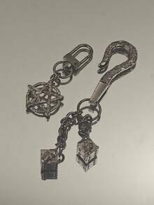 Retro Dice Skull Pants Chain Man Ma'am One's Waist Black Gun Plated Metal Luxurious Ghost Head Three Pieces Accessories Y2k Key Chain