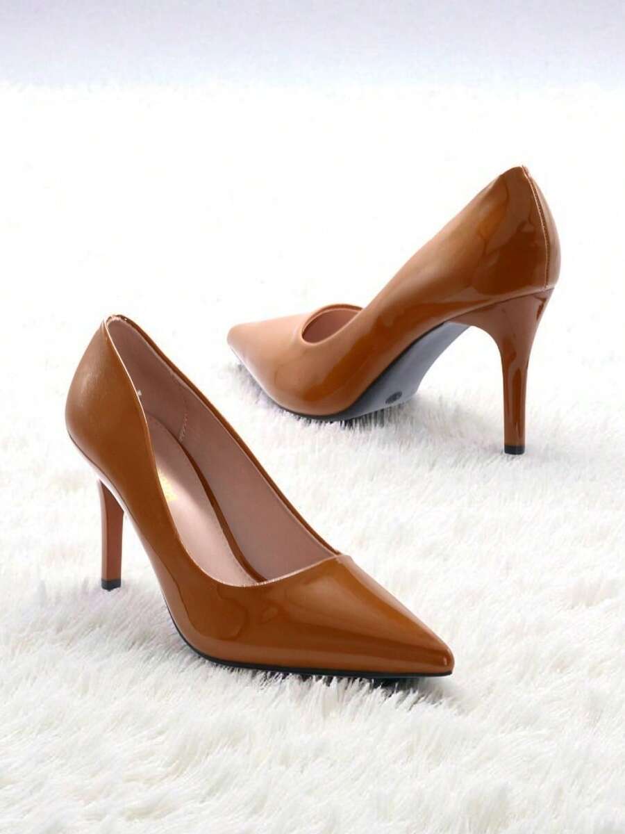 Plus Size Women High Heel Pointed Toe Dress Shoes, Comfortable & High-End - Camel - View 1