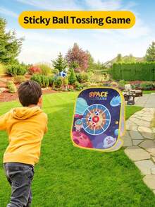Space Theme Toss Toy Set, Early Education Parent-Child Game, Suitable For Boys And Girls, Children's Hand-Eye Coordination Training, 6pcs Sticky Space Balls + 8pcs Sand Bags, Interactive Competition Game, Spacecraft Ball Set, Kindergarten Competition Toy, Sensory Integration Training Gift, Christmas/Halloween/Thanksgiving Party Game Props, Children's Birthday Gift