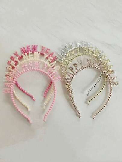 1/6 件随机颜色塑料新年快乐 2026 圣诞派对头带，照片道具装饰