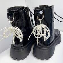 2pcs Beaded Bow Shoe Charms, Elegant Accessories For Boots/Shoes, Suitable As Gift For Girlfriend