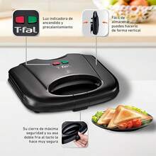 Máquina de Sándwiches Compacta (Negra) con Revestimiento Antiadherente, Ideal para 2 Porciones (Sándwiches o Paninis), Luz Indicadora y Fácil de Limpiar - Sandwichera - Ver 8