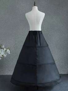 Adjustable Waist Petticoat Slip For Bridal Wedding Dress, Party Performance Costume, Lolita Daily Wear, 3-Layer Padded Crinoline - Black - View 2