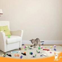 64pcs/48pcs/32pcs/16pcs Mixed Cat Toy Set - Variety Of Colorful Plastic Toys, Suitable For Multiple Cats, Keeps Cats Entertained Daily, Cat Toy Assortment Gift Pack, Cat Teaser Toys - Multicolor - View 9