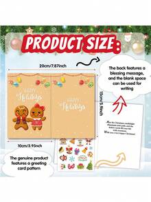 12 Sets, Weihnachtsgrußkarten Set, Cartoon Weihnachtsbaum Weihnachtsmann, Schneeflocke Postkarte Weihnachtssegengrußkarte, Partyeinladung, handgeschriebene Segengrußkarte - Verschiedenfarbig - Übersicht 3
