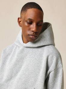 Sudadera con capucha esencial de peso pesado, oversize, de uso callejero, de invierno, con cordón, bolsillo tipo canguro, ropa de entrenamiento informal, de fitness - Gris - Ver 3