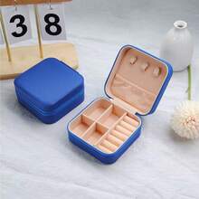 1 cutie organizator de bijuterii, cutie portabilă pentru depozitarea cerceilor, colierelor și inelelor, cutie mini compactă pentru bijuterii, suport pentru bijuterii din piele PU, cadou perfect pentru femei și fete, potrivit pentru cercei, inele, coliere, brățări, petrecere de nuntă