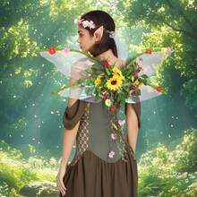 Butterfly Wing For Women, 3D Flower Fairy Sheer Wings Halloween Cosplay Supplies - Sunflower Pink - View 3