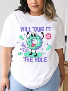 Dirty Women Shirt, Raunchy Donut Shirt, Inappropriate Shirts Women, Adult Humor, Dirty Humor Shirt, Funny Gag, Unhinged Tshirt,% Cotton Oversized Short Sleeve Classic Heavy Cotton Shirt Printed Graphic Tee Women's Casual Short-Sleeved TopSports Short Sleeves - 白色 - 查看 1