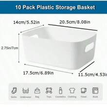10pcs/5pcs Plastic Study Basket, Kitchen Storage Basket, Bathroom Storage Basket, Handle Storage Basket, Suitable For Home, Kitchen, Bathroom, Office, Bedroom