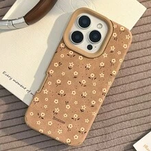 GUCADI 1 chiếc ốp lưng điện thoại màu kaki da lộn họa tiết hoa cổ điển tối giản, tương thích với dòng 16/15/14/13/12/11, Thu Đông - Màu Khaki - Xem 11