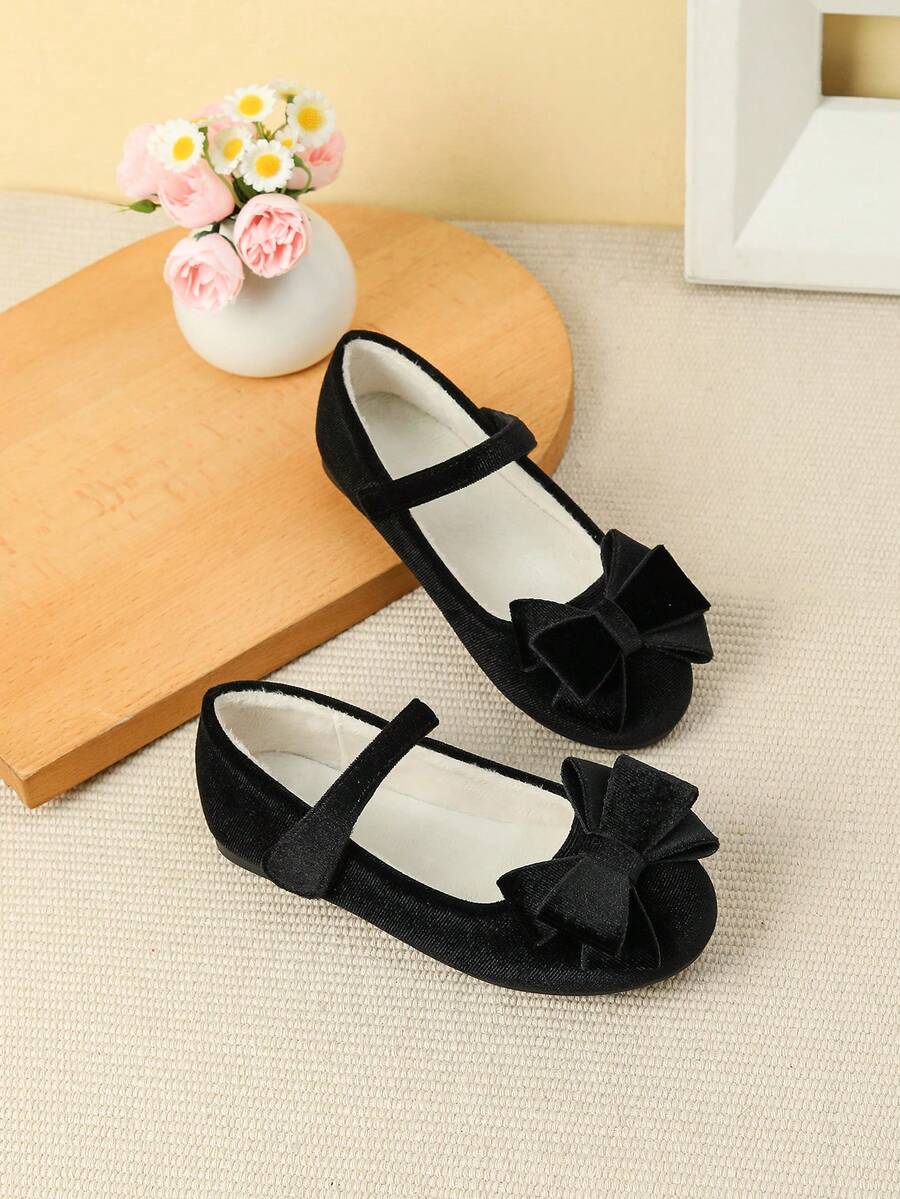 Autumn/Winter Beautiful Bow Decor Girls/Toddlers Shoes, Everyday Wear - Black - View 1