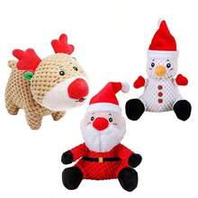 6 件狗狗圣诞玩具圣诞老人和雪人宠物绳玩具互动咀嚼可爱吱吱叫毛绒狗玩具适合圣诞节礼物训练小狗 - 彩色 - 查看 10