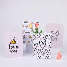 Qixi Valentine's Day Gift Packaging Bag, High-End Kraft Paper Gift Bag, Clothing Store Handbag, Heart-Shaped Paper Bag - White - View 6