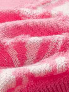 1 件青少年男孩中性款休闲宽松圆领十字图案针织毛衣，街头风格，适合春秋冬 - 粉色 - 查看 7