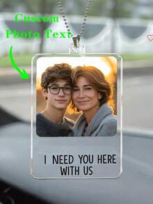 1 pieza Adorno personalizado de acrílico con foto para coche, adorno personalizado, adecuado para coche, hogar, sala de estar, decoración de oficina, Navidad, Halloween, regalo de Año Nuevo, perfecto para padre, novio, nuevo propietario de automóvil, aniversario, boda, cumpleaños - Multicolor - Ver 4