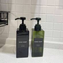 Black Soap Dispenser With Waterproof Labels, Thickened Plastic Hand Soap Dispenser Bathroom, Kitchen Dish Washing Bottles, Shampoo And Conditioner Bottles With Funnel 16oz 2Pack Black