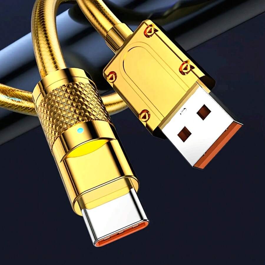 120W Fast Charging Type C Cable - Suitable For Samsung S24 S23 S23, 14 13 11, Redmi, Mate 40 30, Honor, OPPO, VIVO, And Oneplus Ultra Fast USB To Type C Car Charger Cable - Input Power Over 80W, Made Of PVC, Output Power Over 80W - 2 mét / 6,6 feet / 78,74 inch - Xem 1
