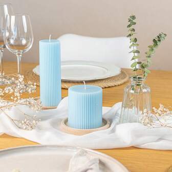 Velas de pilar de cera de soja con acanalado de 5-20 cm de color azul claro - Decoración moderna con mecha de algodón para bodas, spa, iglesia y hogar - Ideal, perfecto para regalos para la mejor amiga y mujeres, decoración de dormitorio, decoración del hogar, regalos para mujeres, regalos de cumpleaños