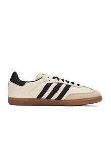 Adidas Samba OG 女款运动鞋经典运动舒适轻质橡胶鞋底奶油白沙色 Strata ID0478 - 米色和黑色 - 查看 3