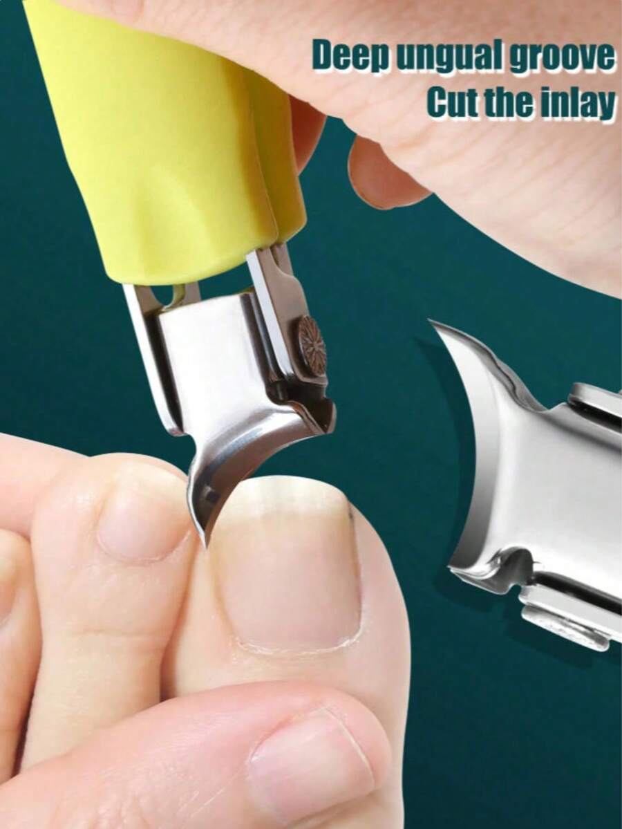 1pc High Precision Wide Angled Nail Clipper, Sharp Stainless Steel Nail Cutter, Suitable For Ingrown Nails And Thick Toenails Care For Elderly