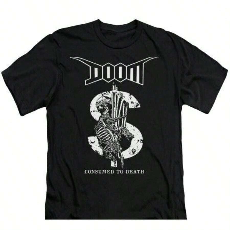 Doom - Consumed To Death T-Shirt, Music Band Indie Rock Punk Gothic Unisex Tee - 黑色 - 查看 1