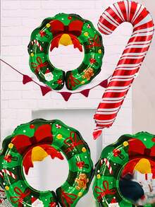 2 pièces/set Guirlande de ballons de cloche de Noël plus ballons de canne en bonbon, convient pour la décoration de Noël, la fête de Noël, l'hiver, la veille de Noël, la fête, la décoration intérieure et extérieure de la maison, laissez-le illuminer votre pièce