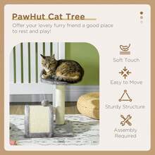 PawHut Cat Tree Scratching Post Activity Centre Climber Hanging Ball Grey - Grey - View 3