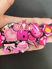 10-20-30-50-100 PCS Mixed Pink Series, Random DIY Shoe Decor Kit - DIY Shoe Decor Kit - Cute Flowers, Heart Shapes, Bows, Diamonds, Bags, Shoes, Lip Prints, Butterflies, Ice Cream, Cherries, Shells, Musical Notes Shoe Accessories. Whether Used To Embellish Shoes, Bags, Bracelets Or As Party Gifts, Festival Decorations Or Birthday Presents, It Can Showcase Your Personal Charm.