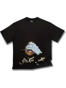 Unisex Graphic-Shirts, MJ Shirts, DTG Digital Printing, Crewneck Summer Streetwear Tshirt, Vintage Graphic Shirt Men Summer Men's Casual Comfortable And Fashionable-Shirt, Cotton 230g - Black - View 2