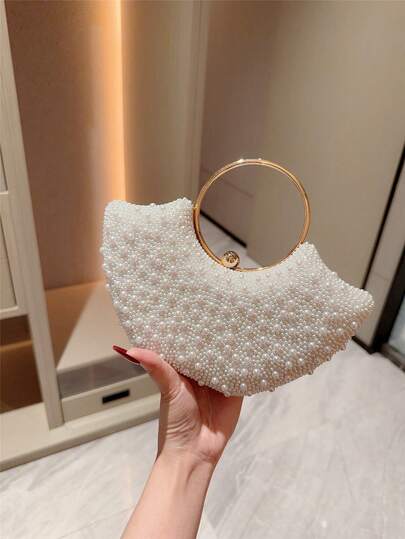 1 件珍珠装饰手拿包，专为贵族女士设计的优雅高端婚礼手提包，适合旗袍和正式场合，为女士晚装增添优雅魅力