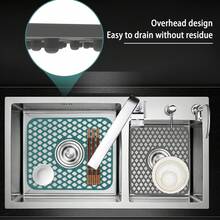 QiLai01 Silicone 13.79" X 11.82" Sink Mat, Black