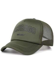 2025 Creative Simple New Breathable Cotton Mesh Hat CHICAGO1837 Printed Men's Outdoor Climbing Travel Sports Fishing Sunshade Hat Women's Fashion High Quality Multi Functional Personalized Decorative Hat Daily Life Party Festival Commuting Wearing Baseball Hat Street Pop Hip Hop Hat Street Dance Skateboarding Hat