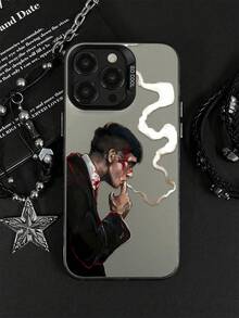 1 pezzo Custodia protettiva opaca anti-caduta per telefono con motivo illustrato di abito da gentiluomo, compatibile con 11, 12, 13, 14, 15, 16 Pro Max, X, XS, XR, 16e, 15 Plus, Galaxy, OPPO, Realme, Vivo, Redmi, Infinix, Honor X50i