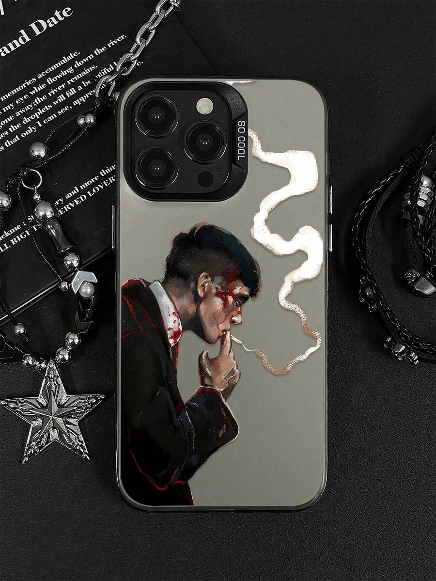 1 pezzo Custodia protettiva opaca anti-caduta per telefono con motivo illustrato di abito da gentiluomo, compatibile con 11, 12, 13, 14, 15, 16 Pro Max, X, XS, XR, 16e, 15 Plus, Galaxy, OPPO, Realme, Vivo, Redmi, Infinix, Honor X50i