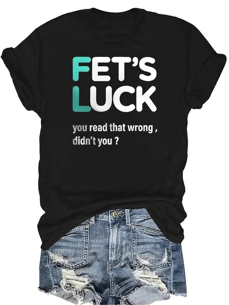 Camiseta de verano unisex con estampado sarcástico, humorístico y divertido, de cuello redondo, manga corta, transpirable y de personalidad, versátil, adecuada para adolescentes y adultos - Negro - Ver 1
