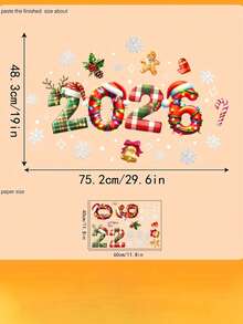 1 Set Pegatinas de ventana con copos de nieve para Navidad 2026 para tiendas, vitrinas, dígitos de vidrio para Navidad 2026, hombre de jengibre, copos de nieve, pegatinas de vidrio con patrón de bambú para decoración del hogar, decoraciones navideñas, decoración de habitación de invierno