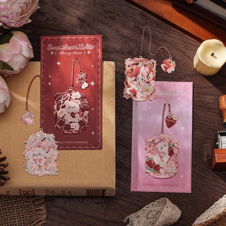 1 Marcador de página da série Rococó Sweetheart, com design requintado e sofisticado, estilo fofo e um acessório de leitura que também serve como porta-páginas