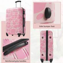 MERAX Hardshell Luggage Sets 3 Pcs Spinner Suitcase With TSA Lock Lightweight-20"+24"+28" Luggages,Pink - 粉色 - 查看 9