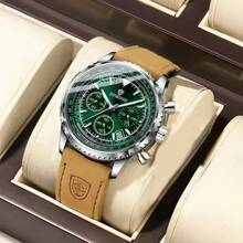 POEDAGAR Reloj de lujo para hombres, resistente al agua, luminoso, con calendario, cronógrafo, deportivo. Reloj de pulsera de cuarzo para hombres con movimiento automático de Japón. Regalo para cumpleaños, Día del Padre, amantes, socios de negocios, recuerdos, Halloween, Navidad - Multicolor - Ver 1