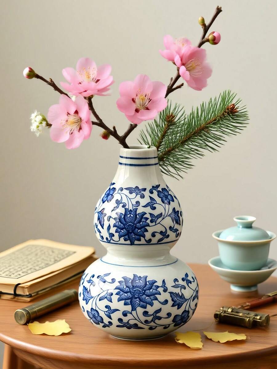 Blue And White Porcelain Vase, Decorative Ornament, Tabletop Vase, Ideal For Decoration In Living Room, Museum, Porch, High-End Gift For Holidays. Home Decor, Room Decor, Vase, Glass Vase. - Multicolor - View 1