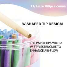 100 PACK Colorful Pre Rolled Cones| King Size Rolling Paper Cone With Loader And Packing Sticks - 彩色 - 查看 7