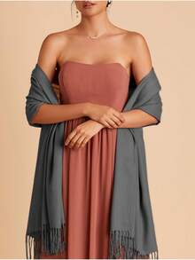 1 件女士纯色羊绒披肩和围巾，适合晚礼服泳衣罩衫沙滩罩衫长款泳衣围巾婚礼新娘伴娘披肩礼物 - 羊絨圍巾 - 查看 10