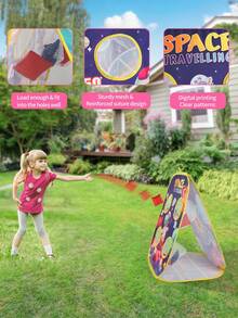 Space Theme Toss Toy Set, Early Education Parent-Child Game, Suitable For Boys And Girls, Children's Hand-Eye Coordination Training, 6pcs Sticky Space Balls + 8pcs Sand Bags, Interactive Competition Game, Spacecraft Ball Set, Kindergarten Competition Toy, Sensory Integration Training Gift, Christmas/Halloween/Thanksgiving Party Game Props, Children's Birthday Gift